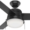 image:imageHunter Fan 52 inch Ceiling Fan with Light Outdoor or Indoor Black Ceiling Fan with Pull Chain for Porch Living Room Office Kitchen Garage 3 Blades Renewed