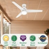 image:imageHunter Fan 52 inch Ceiling Fan with Lights and Pull Chain Outdoor or Indoor White Ceiling Fan for Porch Living Room Office Kitchen Garage Renewed