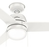 image:imageHunter Fan 52 inch Ceiling Fan with Lights and Pull Chain Outdoor or Indoor White Ceiling Fan for Porch Living Room Office Kitchen Garage Renewed