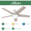 image:imageHunter Fan 52 inch Ceiling Fan with Lights and Remote Outdoor or Indoor White Ceiling Fan for Porch Living Room Office Kitchen Basement Renewed