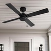 image:imageHunter Fan 52 inch Outdoor or Indoor Ceiling Fan with Pull Chain Black Ceiling Fan without Light For Patio Kitchen Garage Living Room Renewed