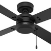 image:imageHunter Fan 52 inch Outdoor or Indoor Ceiling Fan with Pull Chain Black Ceiling Fan without Light For Patio Kitchen Garage Living Room Renewed