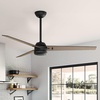 image:imageHunter Fan 60 inch Ceiling Fan with No Light Outdoor or Indoor Matte Black Ceiling Fan with 3 Blades for Porch Living Room Office Kitchen Garage Renewed