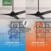 image:imageHunter Fan 60 inch Ceiling Fan with No Light Outdoor or Indoor White Black Ceiling Fan with 3 Blades for Porch Living Room Office Kitchen Garage RenewedBlack
