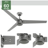 image:imageHunter Fan 60 inch Ceiling Fan with No Light Outdoor or Matte Silver Ceiling Fan for Porch Living Room Office Kitchen Garage 3 Blades Renewed