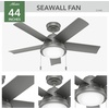 image:imageHunter Fan Company 51440 Seawall Ceiling Fan 44 Matte Silver  WeatherMax coastal design for outdoor spaces SureSpeed high velocity airflow LED light and pull chain controlMatte Silver