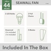 image:imageHunter Fan Company 51440 Seawall Ceiling Fan 44 Matte Silver  WeatherMax coastal design for outdoor spaces SureSpeed high velocity airflow LED light and pull chain controlMatte Silver