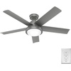 image:imageHunter Fan Company 51440 Seawall Ceiling Fan 44 Matte Silver  WeatherMax coastal design for outdoor spaces SureSpeed high velocity airflow LED light and pull chain controlMatte Silver