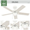image:imageHunter Fan Company 51707 Erling Ceiling Fan Matte Black  Standard Mount Pull Chain 5 Blades For Bedroom Living Room Kitchen 51707Matte White