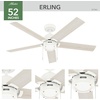 image:imageHunter Fan Company 51707 Erling Ceiling Fan Matte Black  Standard Mount Pull Chain 5 Blades For Bedroom Living Room Kitchen 51707Matte White