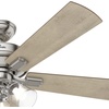 image:imageHunter Fan Company 52534 52 inch Crestfield HunterExpress Easy Install Matte Silver Ceiling Fan with LED Light Kit and Pull Chain  with LED Lights and Pull Chain Standard Mount For Bedroom Living Room Kitchen 35 inch Downrod 52534Brushed Nickel