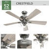 image:imageHunter Fan Company 52534 52 inch Crestfield HunterExpress Easy Install Matte Silver Ceiling Fan with LED Light Kit and Pull Chain  with LED Lights and Pull Chain Standard Mount For Bedroom Living Room Kitchen 35 inch Downrod 52534Matte Silver