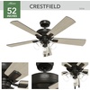 image:imageHunter Fan Company 52534 52 inch Crestfield HunterExpress Easy Install Matte Silver Ceiling Fan with LED Light Kit and Pull Chain  with LED Lights and Pull Chain Standard Mount For Bedroom Living Room Kitchen 35 inch Downrod 52534Noble Bronze
