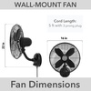 image:imageHunter Fan Company Classic 16 in 3 Speed Wall Fan in Matte Black with Oscillation and Adjustable Head