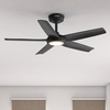 image:imageHunter Fan Outdoor or Indoor Ceiling Fan 44 in Matte Black Ceiling Fan with Light and Remote for Patios Living Room Bedroom Porch Garage 5 Blades Renewed