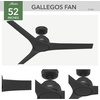 image:imageHunter Gallegos Outdoor or Indoor Ceiling Fan 52 inch Matte Black  No Light Standard Mount Wall Control 3 Blades For Living Room Patio Porch Garage 51583