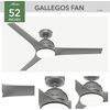 image:imageHunter Gallegos Outdoor or Indoor Ceiling Fan 52 inch Matte Black  with LED Light Standard Mount Wall Control Quiet 3 Blades For Patio Porch Garage 51585Matte Silver