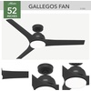 image:imageHunter Gallegos Outdoor or Indoor Ceiling Fan 52 inch Matte Black  with LED Light Standard Mount Wall Control Quiet 3 Blades For Patio Porch Garage 51585Matte Black