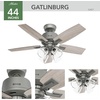 image:imageHunter Gatlinburg Indoor Ceiling Fan 5 Blades 52 inch Matte Silver  with LED Lights and Remote Control Standard Mount For Bedroom Living Room Kitchen 52431Matte Silver