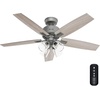 image:imageHunter Gatlinburg Indoor Ceiling Fan 5 Blades 52 inch Matte Silver  with LED Lights and Remote Control Standard Mount For Bedroom Living Room Kitchen 52431Matte Silver