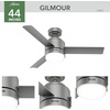 image:imageHunter Gilmour Outdoor or Indoor Ceiling Fan Quiet 44 inch Matte Black  with LED Light and Remote Control Standard Mount 3 Blades For Living Room Patio Porch Garage 51844Matte Silver
