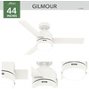 image:imageHunter Gilmour Outdoor or Indoor Ceiling Fan Quiet 44 inch Matte Black  with LED Light and Remote Control Standard Mount 3 Blades For Living Room Patio Porch Garage 51844Matte White