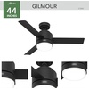 image:imageHunter Gilmour Outdoor or Indoor Ceiling Fan Quiet 44 inch Matte Black  with LED Light and Remote Control Standard Mount 3 Blades For Living Room Patio Porch Garage 51844Matte Black