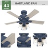 image:imageHunter Hartland Indoor Ceiling Fan with LED Lights 52 inch Matte Black  Standard Mount Pull Chain 5 Blades For Bedroom Living Room Kitchen 51745Indigo Blue