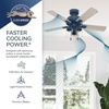 image:imageHunter Hartland Indoor Ceiling Fan with LED Lights 52 inch Matte Black  Standard Mount Pull Chain 5 Blades For Bedroom Living Room Kitchen 51745Indigo Blue