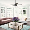 image:imageHunter Hartland Indoor Ceiling Fan with LED Lights 52 inch Matte Black  Standard Mount Pull Chain 5 Blades For Bedroom Living Room Kitchen 51745Matte Black