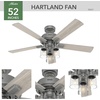 image:imageHunter Hartland Indoor Ceiling Fan with LED Lights 52 inch Matte Black  Standard Mount Pull Chain 5 Blades For Bedroom Living Room Kitchen 51745Matte Silver