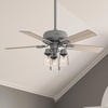 image:imageHunter Hartland Indoor Ceiling Fan with LED Lights 52 inch Matte Black  Standard Mount Pull Chain 5 Blades For Bedroom Living Room Kitchen 51745Matte Silver