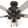 image:imageHunter Hartland Indoor Ceiling Fan with LED Lights 52 inch Matte Black  Standard Mount Pull Chain 5 Blades For Bedroom Living Room Kitchen 51745Noble Bronze