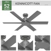 image:imageHunter Kennicott Outdoor or Indoor Ceiling Fan 52 inch Matte Silver  No Light Standard Mount Wall Control 6 Blades For Living Room Patio Porch Garage 51179Matte Silver