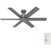 image:imageHunter Kennicott Outdoor or Indoor Ceiling Fan 52 inch Matte Silver  No Light Standard Mount Wall Control 6 Blades For Living Room Patio Porch Garage 51179Matte Silver
