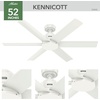 image:imageHunter Kennicott Outdoor or Indoor Ceiling Fan 52 inch Matte Silver  No Light Standard Mount Wall Control 6 Blades For Living Room Patio Porch Garage 51179Fresh White