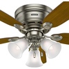 image:imageHunter Low Profile IV Indoor Ceiling Fan No Light 42 inch New Bronze  Low Profile Flush Mount Pull Chain 5 Blades For Bedroom Living Room Kitchen 51061Antique Pewter