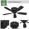 image:imageHunter Low Profile IV Indoor Ceiling Fan No Light 42 inch New Bronze  Low Profile Flush Mount Pull Chain 5 Blades For Bedroom Living Room Kitchen 51061Matte Black