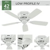image:imageHunter Low Profile IV Indoor Ceiling Fan No Light 42 inch New Bronze  Low Profile Flush Mount Pull Chain 5 Blades For Bedroom Living Room Kitchen 51061White