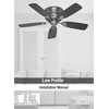 image:imageHunter Low Profile IV Indoor Ceiling Fan No Light 42 inch New Bronze  Low Profile Flush Mount Pull Chain 5 Blades For Bedroom Living Room Kitchen 51061Matte Black