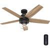 image:imageHunter Margo Indoor Ceiling Fan Standard Mount 52 inch Textured White  with LED Light and Remote Control Quiet 5 Blades For Bedroom Living Room Kitchen 52336Matte Black