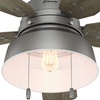 image:imageHunter Mill Valley Outdoor or Indoor Ceiling Fan 52 inch Barn Red  with LED Light Rustic Low Profile Mount Pull Chain For Bedroom Living Room Patio 59312Matte Silver