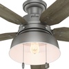 image:imageHunter Mill Valley Outdoor or Indoor Ceiling Fan 52 inch Barn Red  with LED Light Rustic Low Profile Mount Pull Chain For Bedroom Living Room Patio 59312Matte Silver