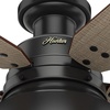 image:imageHunter Mill Valley Outdoor or Indoor Ceiling Fan 52 inch Barn Red  with LED Light Rustic Low Profile Mount Pull Chain For Bedroom Living Room Patio 59312Matte Black