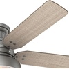 image:imageHunter Mill Valley Outdoor or Indoor Ceiling Fan 52 inch Barn Red  with LED Light Rustic Low Profile Mount Pull Chain For Bedroom Living Room Patio 59312Matte Silver