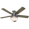 image:imageHunter Mill Valley Outdoor or Indoor Ceiling Fan 52 inch Barn Red  with LED Light Rustic Low Profile Mount Pull Chain For Bedroom Living Room Patio 59312Matte Silver