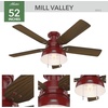 image:imageHunter Mill Valley Outdoor or Indoor Ceiling Fan 52 inch Barn Red  with LED Light Rustic Low Profile Mount Pull Chain For Bedroom Living Room Patio 59312Barn Red