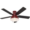 image:imageHunter Mill Valley Outdoor or Indoor Ceiling Fan 52 inch Barn Red  with LED Light Rustic Low Profile Mount Pull Chain For Bedroom Living Room Patio 59312Barn Red