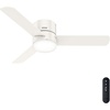 image:imageHunter Minimus Indoor Ceiling Fan Modern Quiet 44 inch Brushed Nickel  with LED Light Low Profile Flush Mount Remote Control 3 Blades For Bedroom Living Room 59454Fresh White