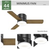 image:imageHunter Minimus Indoor Ceiling Fan Modern Quiet 44 inch Brushed Nickel  with LED Light Low Profile Flush Mount Remote Control 3 Blades For Bedroom Living Room 59454Matte Black